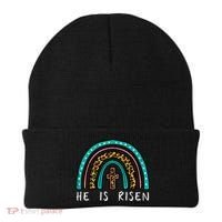 Easter Rainbow He Is Risen Religious Christian Girl Beanie thumb 0