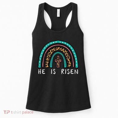 Easter Rainbow He Is Risen Religious Christian Girl Women's Tank Top