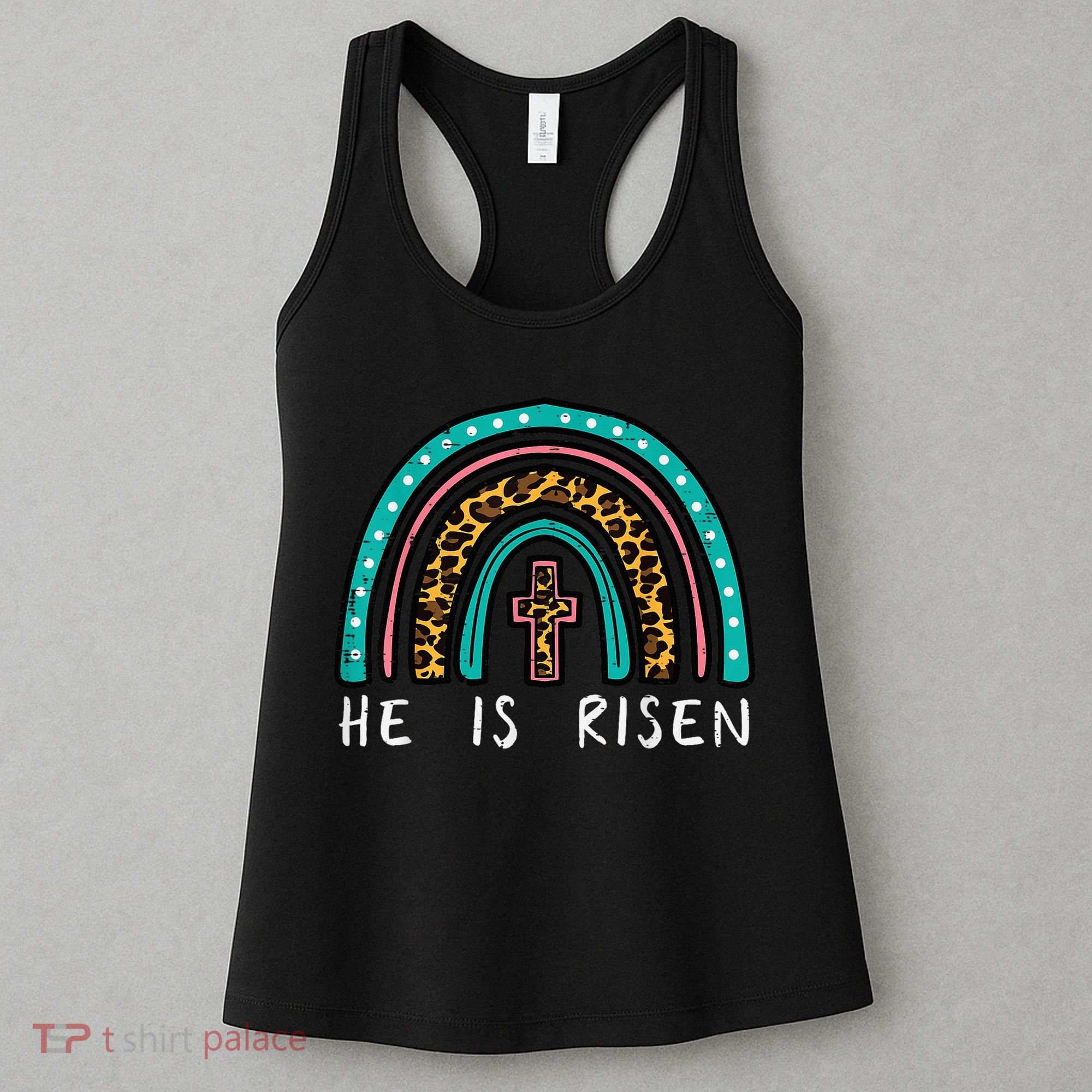 Easter Rainbow He Is Risen Religious Christian Girl Women's Tank Top