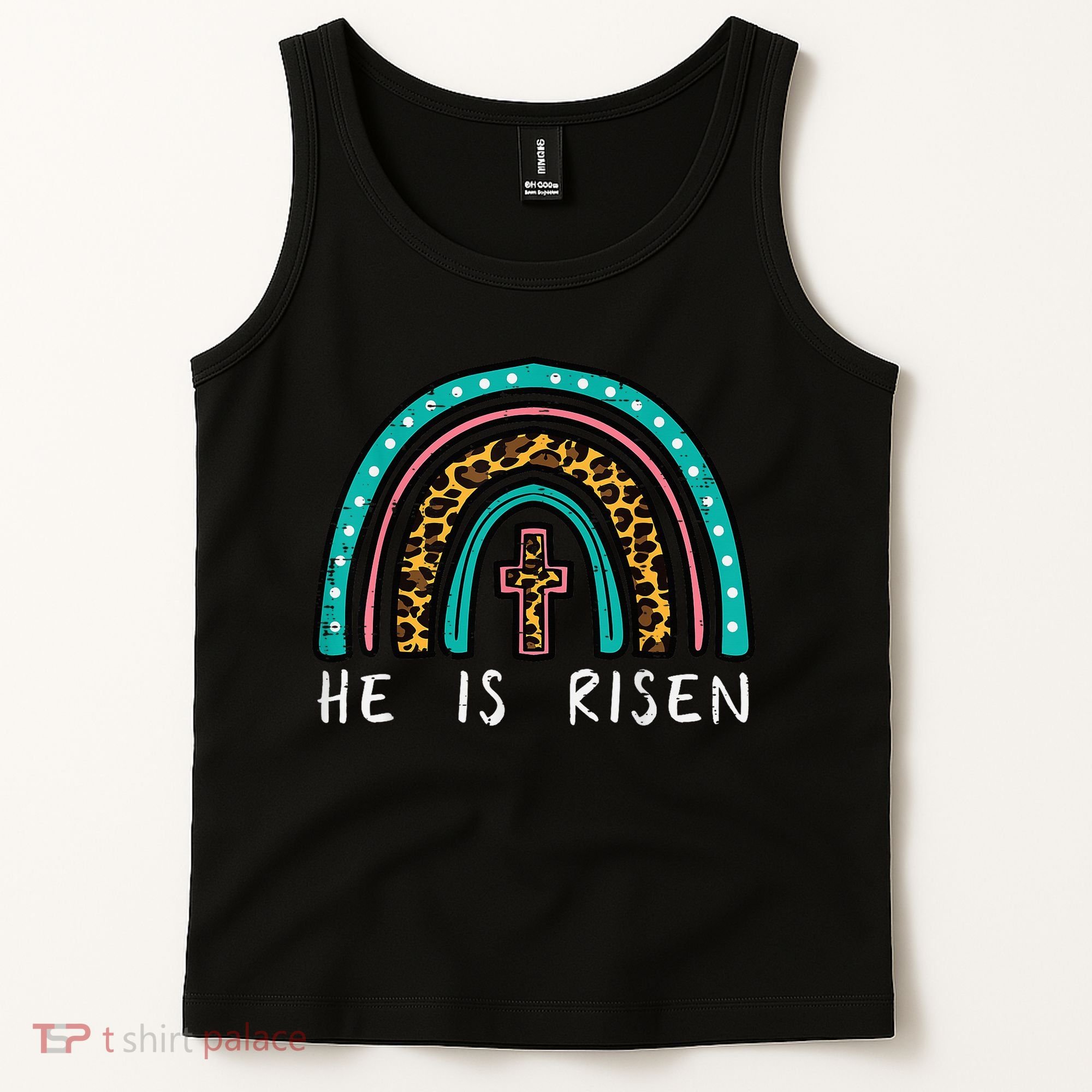 Easter Rainbow He Is Risen Religious Christian Girl Tank Top