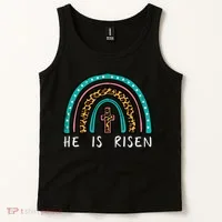 Easter Rainbow He Is Risen Religious Christian Girl Tank Top thumb 2