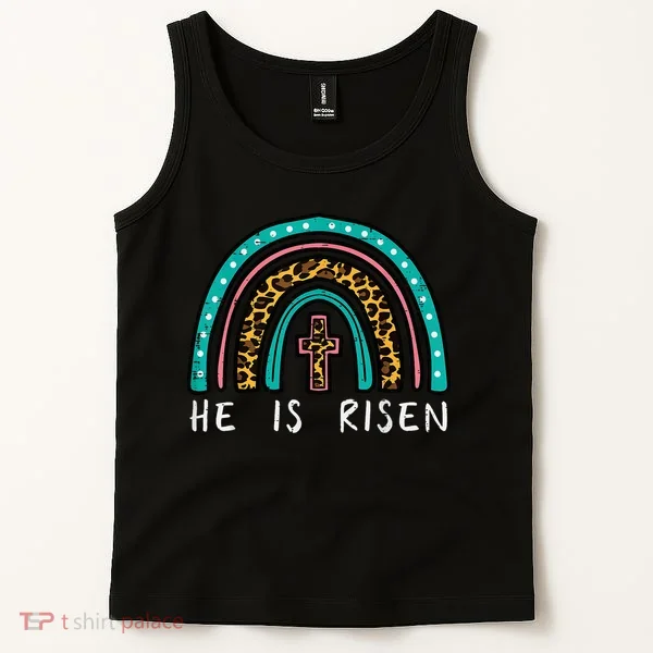 Easter Rainbow He Is Risen Religious Christian Girl Tank Top