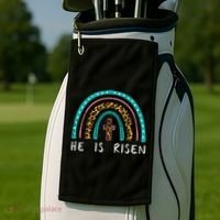 Easter Rainbow He Is Risen Religious Christian Girl Golf Towel thumb 2