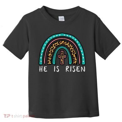 Easter Rainbow He Is Risen Religious Christian Girl Toddler T-Shirt