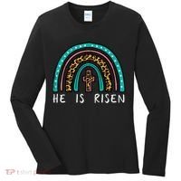 Easter Rainbow He Is Risen Religious Christian Girl Women's Long Sleeve Shirt thumb 0