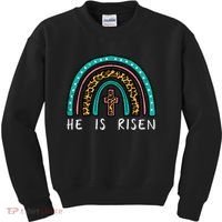Easter Rainbow He Is Risen Religious Christian Girl Kids Sweatshirt thumb 0