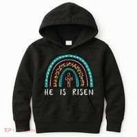Easter Rainbow He Is Risen Religious Christian Girl Kids Hoodie thumb 0