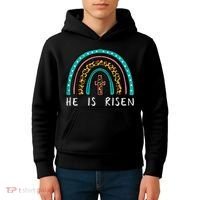 Easter Rainbow He Is Risen Religious Christian Girl Kids Hoodie thumb 4