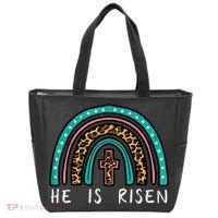 Easter Rainbow He Is Risen Religious Christian Girl Tote Bag thumb 0