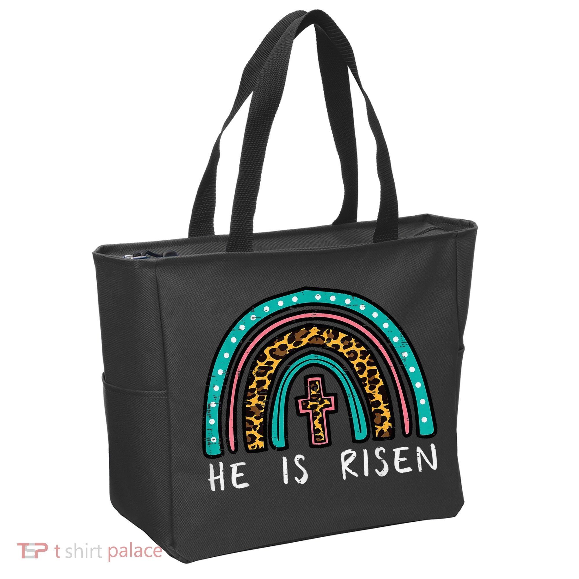 Easter Rainbow He Is Risen Religious Christian Girl Tote Bag