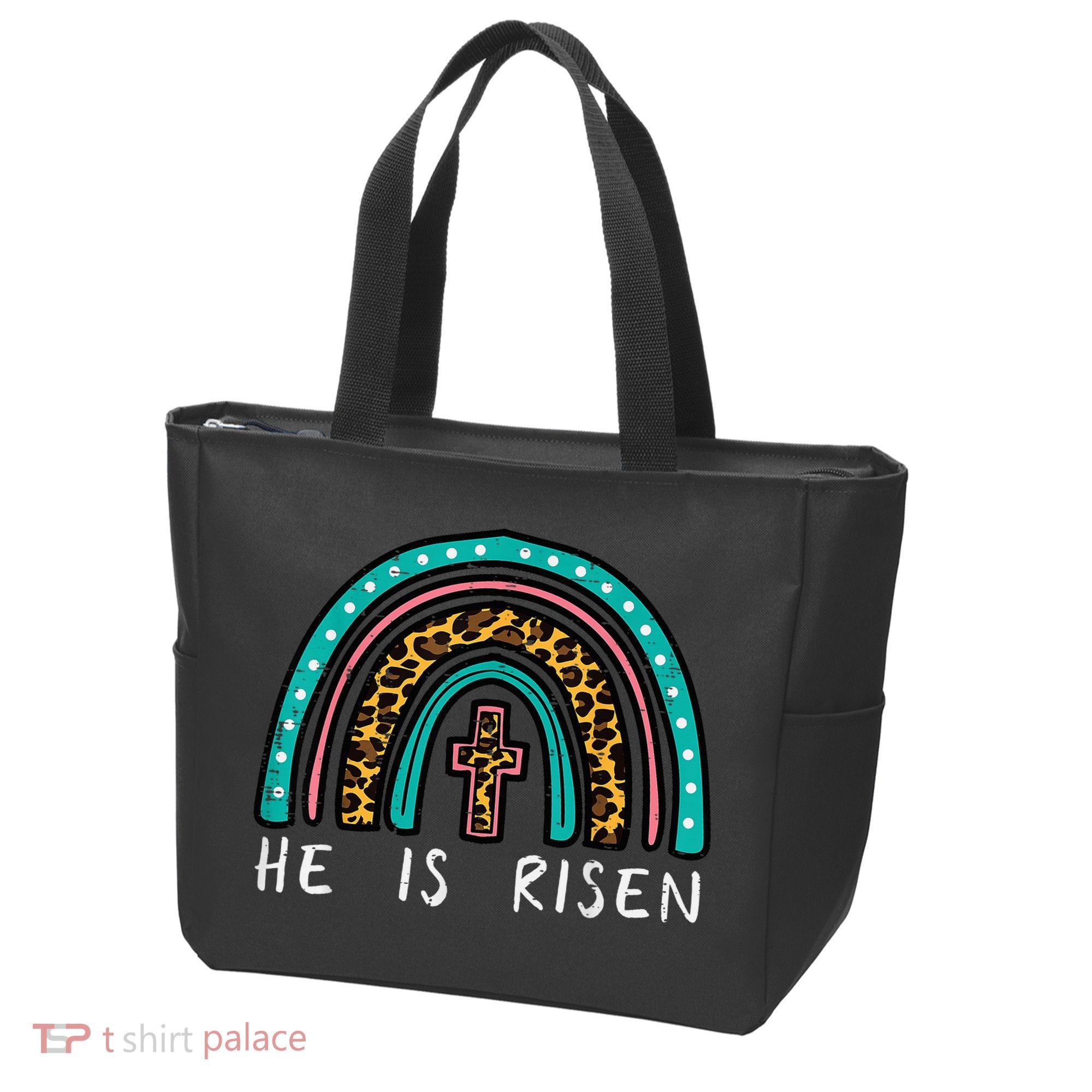 Easter Rainbow He Is Risen Religious Christian Girl Tote Bag