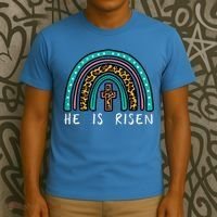 Easter Rainbow He Is Risen Religious Christian Girl T-Shirt thumb 3