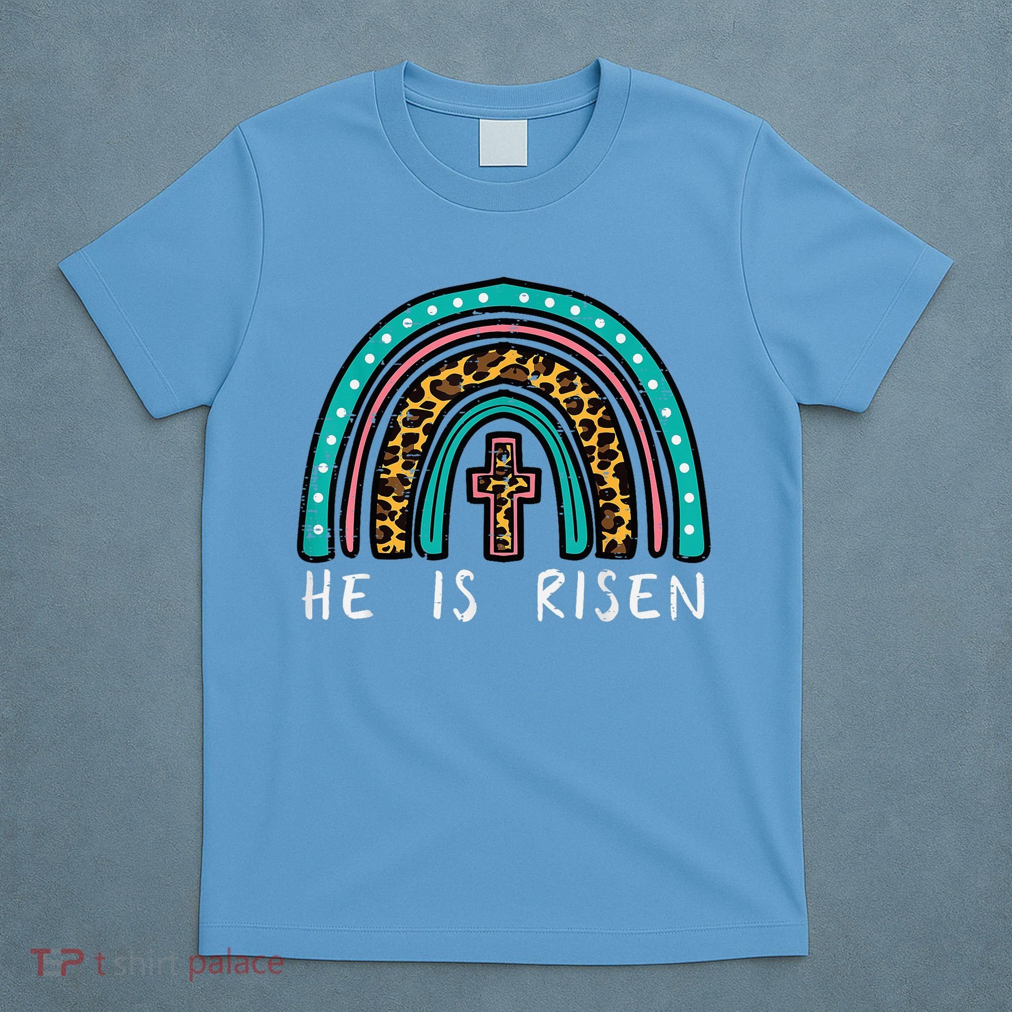 Easter Rainbow He Is Risen Religious Christian Girl T-Shirt