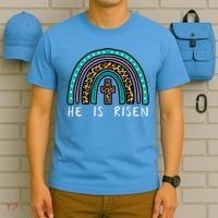 Easter Rainbow He Is Risen Religious Christian Girl T-Shirt thumb 5