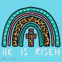 Easter Rainbow He Is Risen Religious Christian Girl Button thumb 1