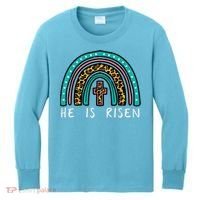 Easter Rainbow He Is Risen Religious Christian Girl Kids Long Sleeve Shirt thumb 0