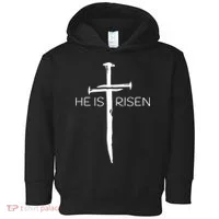 Easter Resurrection Jesus He Is Risen Cross Gift Toddler Hoodie thumb 0