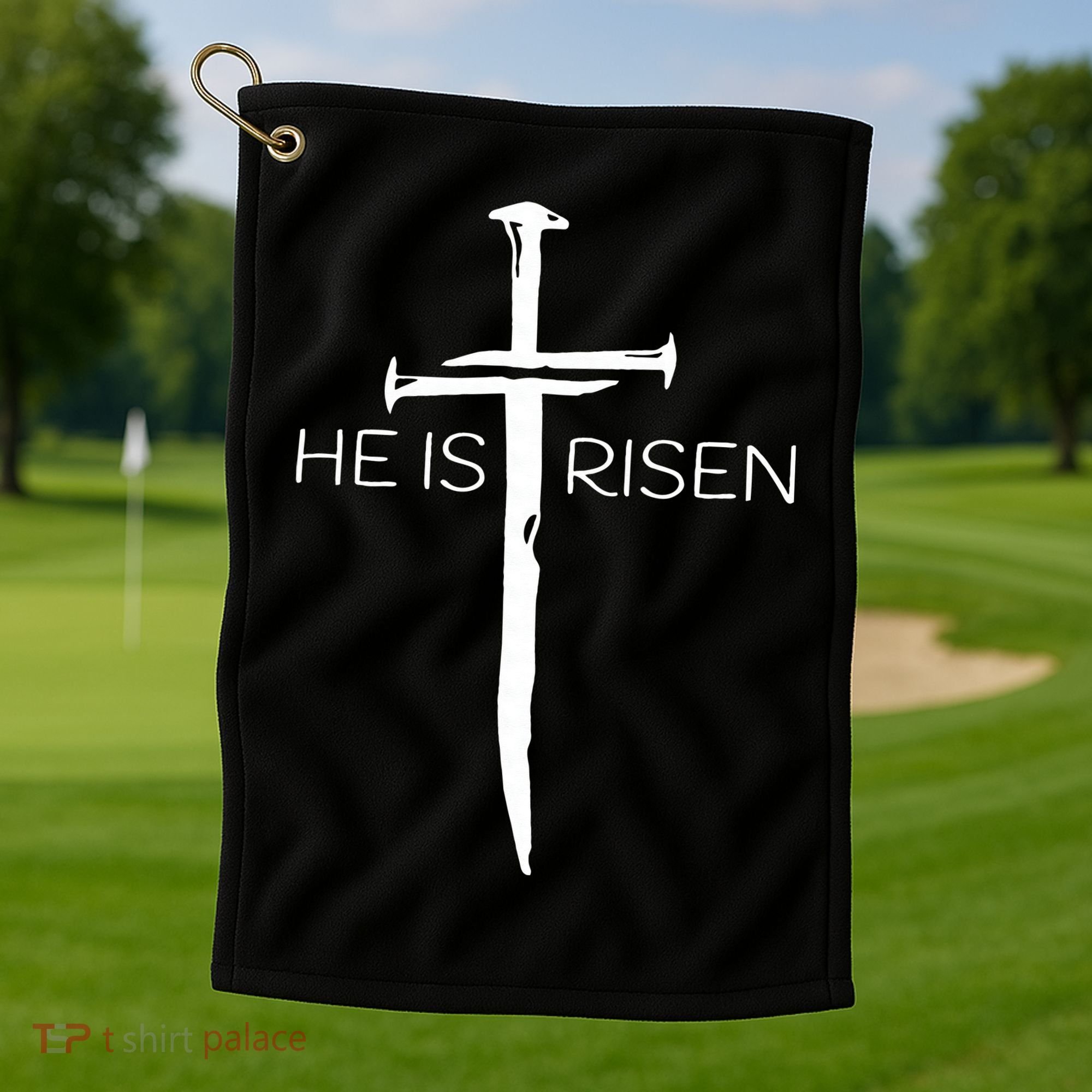 Easter Resurrection Jesus He Is Risen Cross Gift Golf Towel