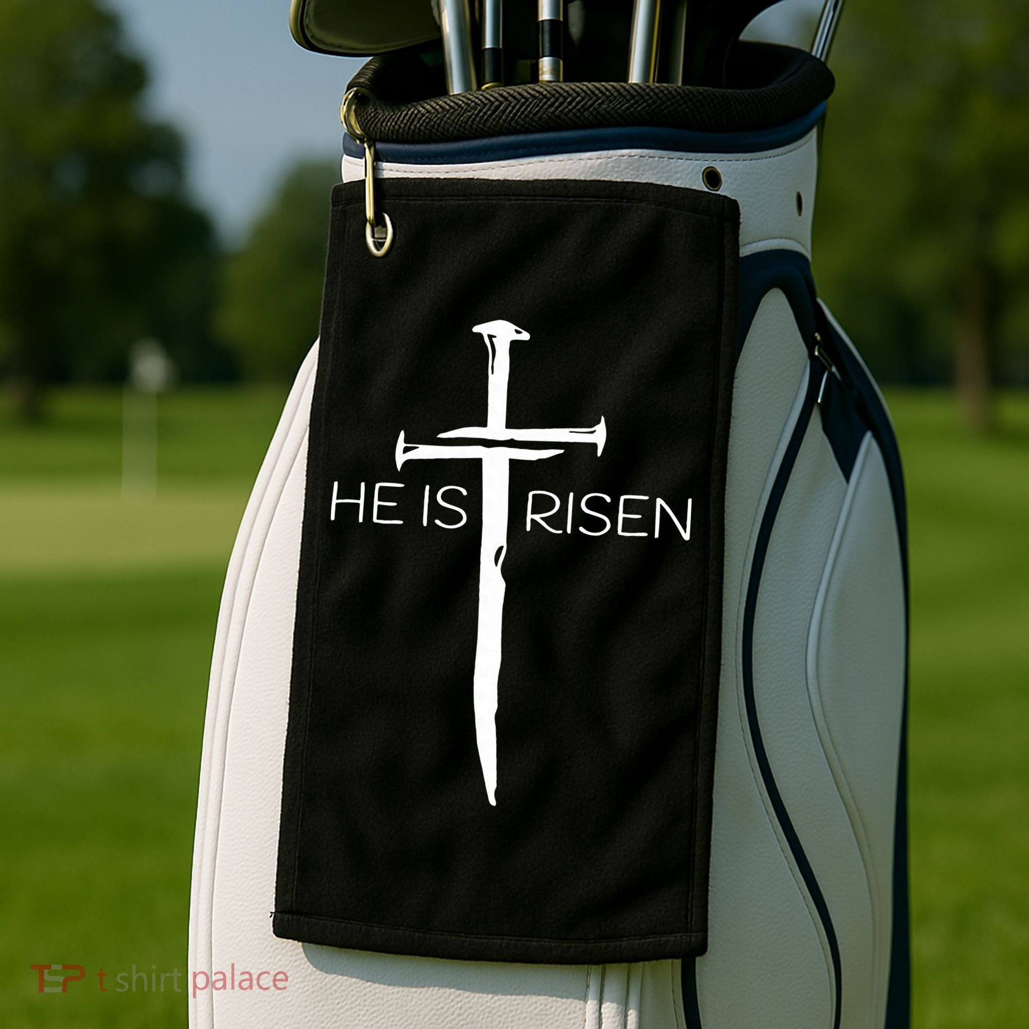Easter Resurrection Jesus He Is Risen Cross Gift Golf Towel