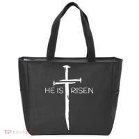 Easter Resurrection Jesus He Is Risen Cross Gift Tote Bag thumb 0