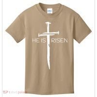 Easter Resurrection Jesus He Is Risen Cross Gift Kids T-Shirt thumb 0