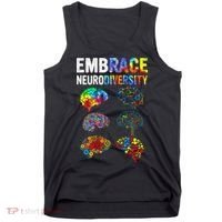 Embrace Rainbow puzzle Autism Infinity Awareness Tank Top thumb 0