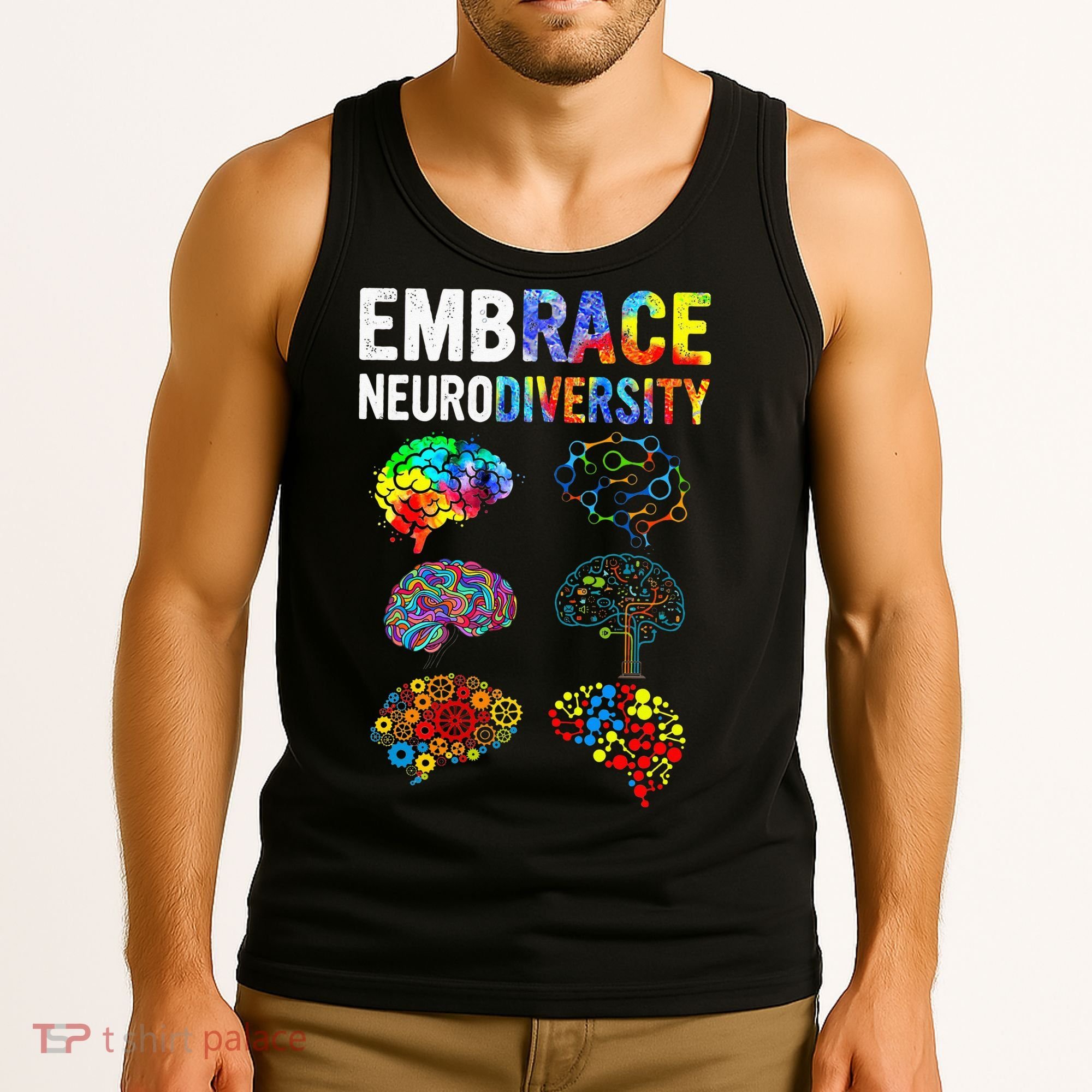 Embrace Rainbow puzzle Autism Infinity Awareness Tank Top