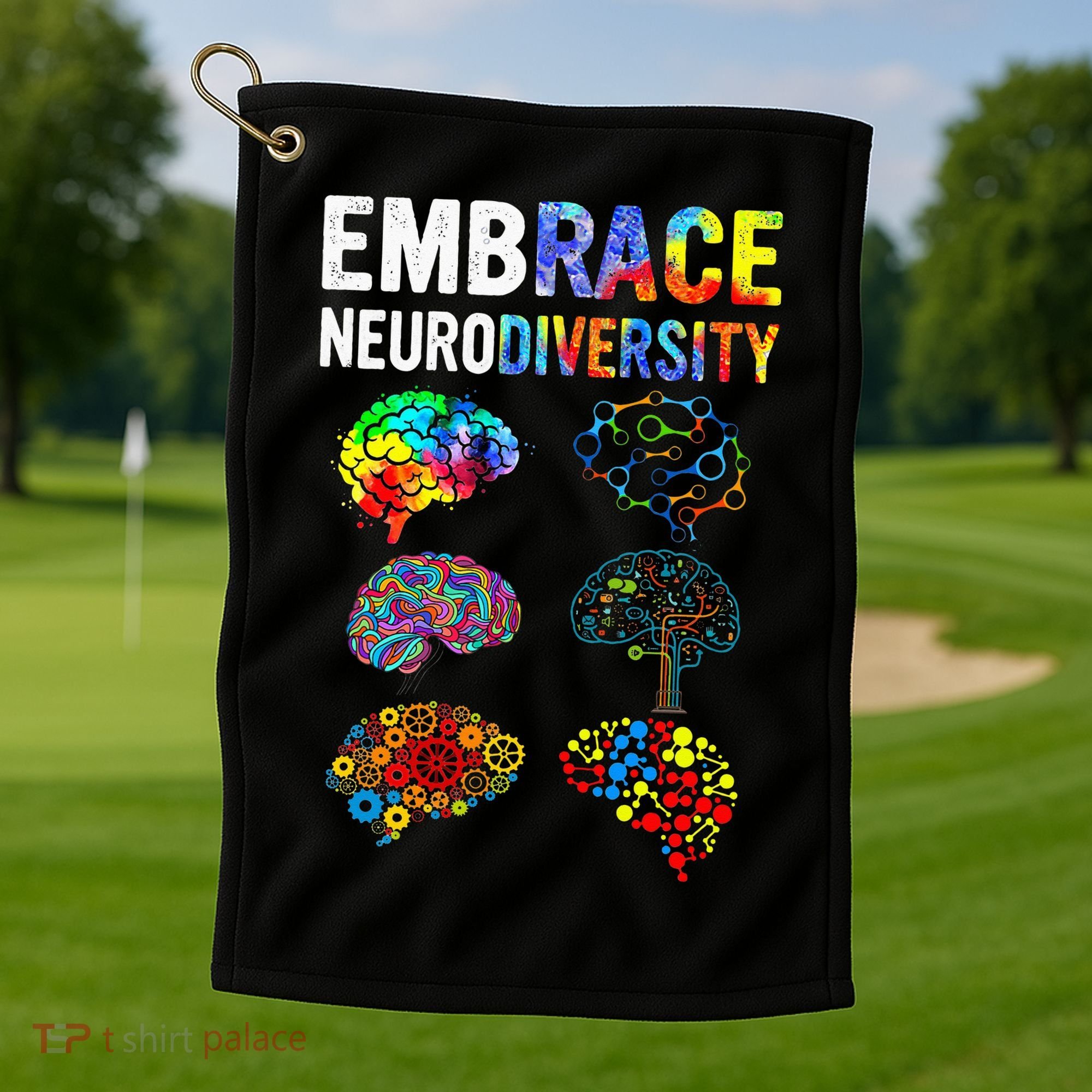 Embrace Rainbow puzzle Autism Infinity Awareness Golf Towel