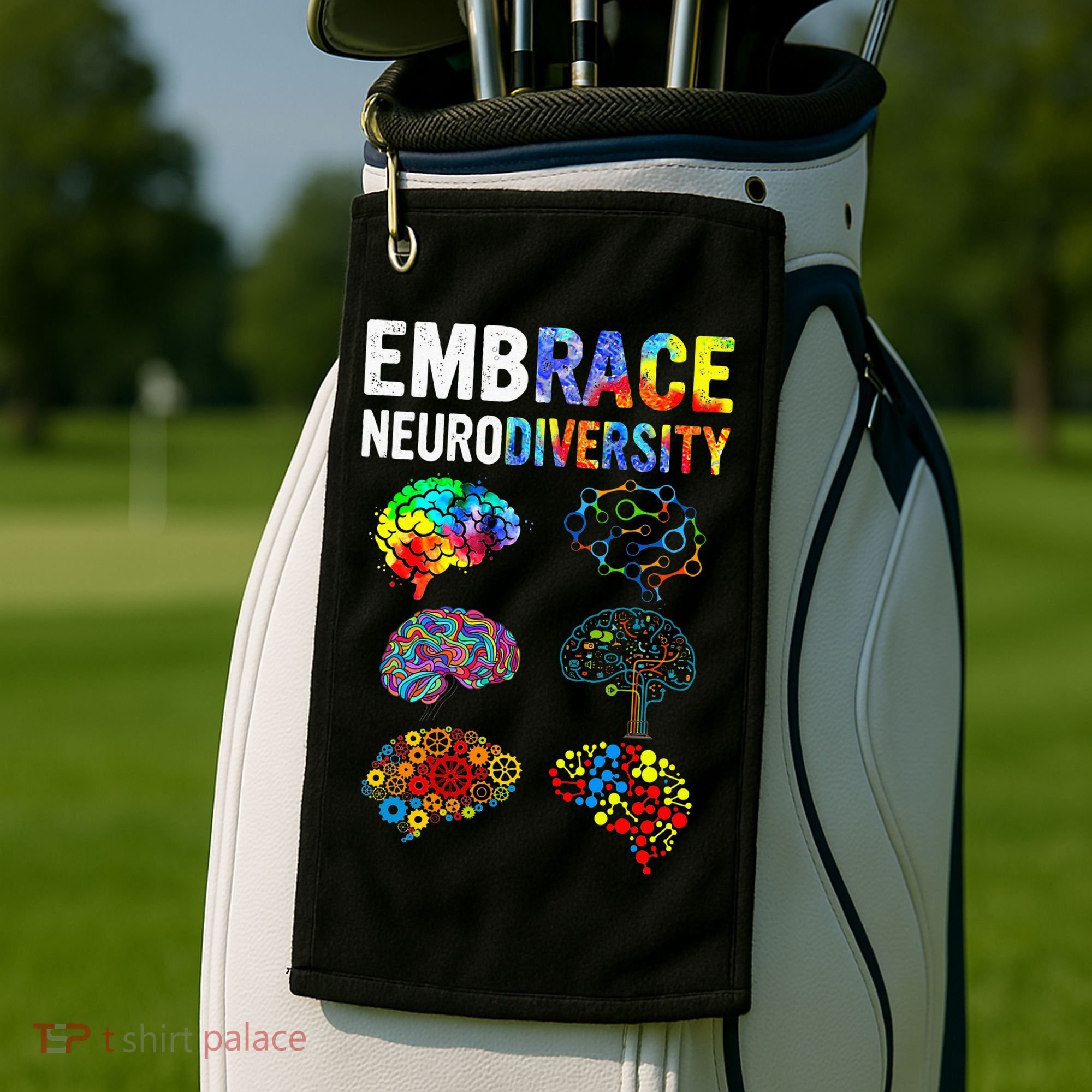 Embrace Rainbow puzzle Autism Infinity Awareness Golf Towel