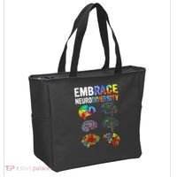 Embrace Rainbow puzzle Autism Infinity Awareness Tote Bag thumb 2