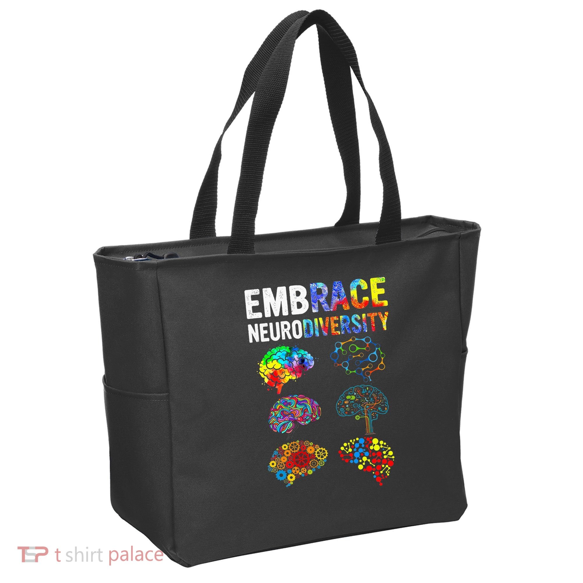 Embrace Rainbow puzzle Autism Infinity Awareness Tote Bag