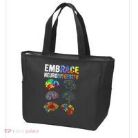 Embrace Rainbow puzzle Autism Infinity Awareness Tote Bag thumb 3