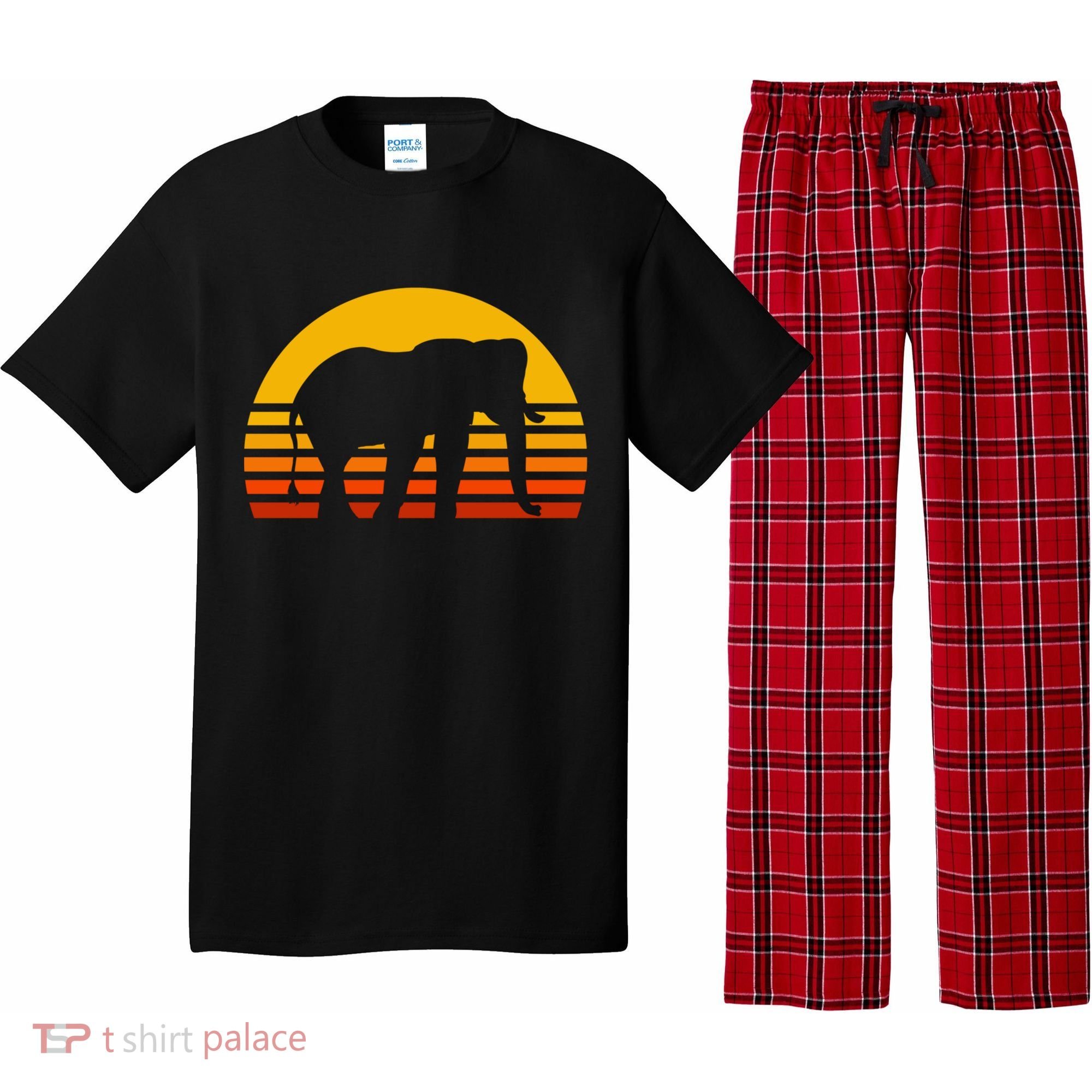Elephant Retro Sunset Elephant Gift Pajama Set