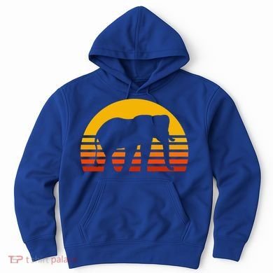Elephant Retro Sunset Elephant Gift Hoodie