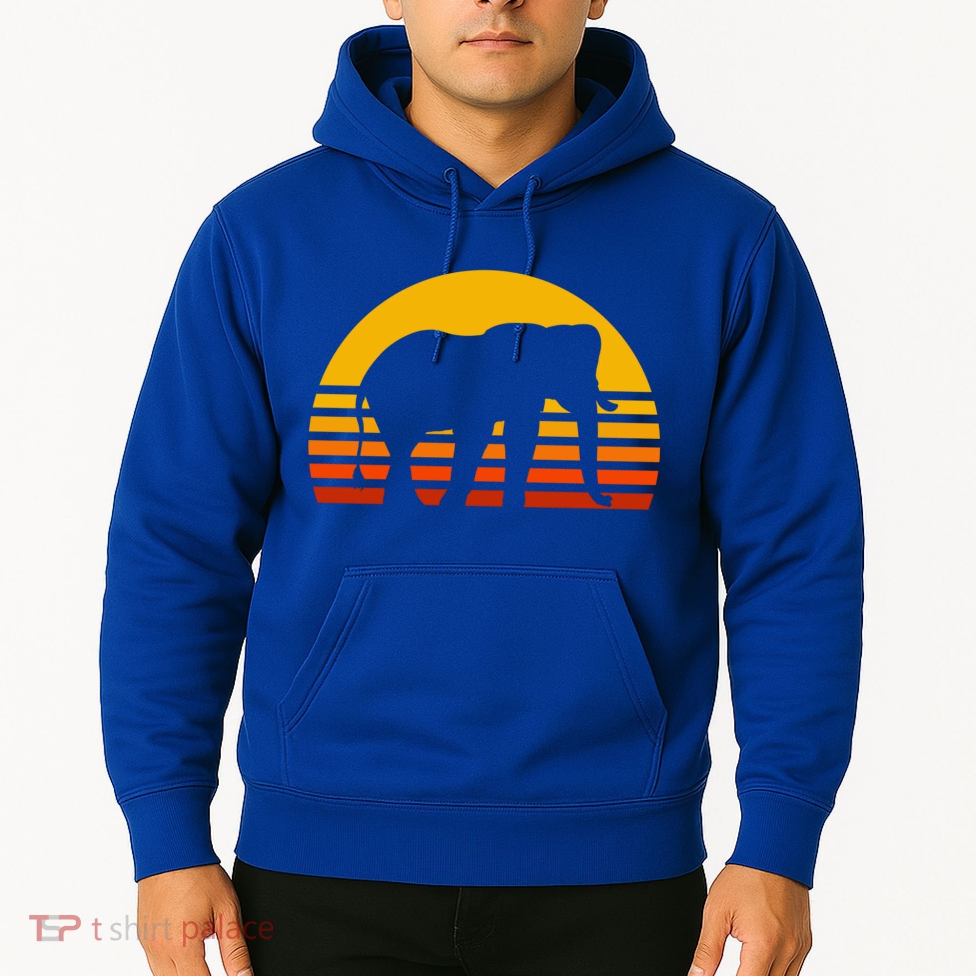 Elephant Retro Sunset Elephant Gift Hoodie