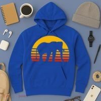 Elephant Retro Sunset Elephant Gift Hoodie thumb 3
