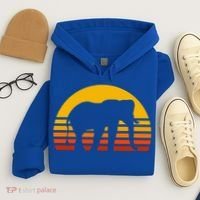 Elephant Retro Sunset Elephant Gift Hoodie thumb 4