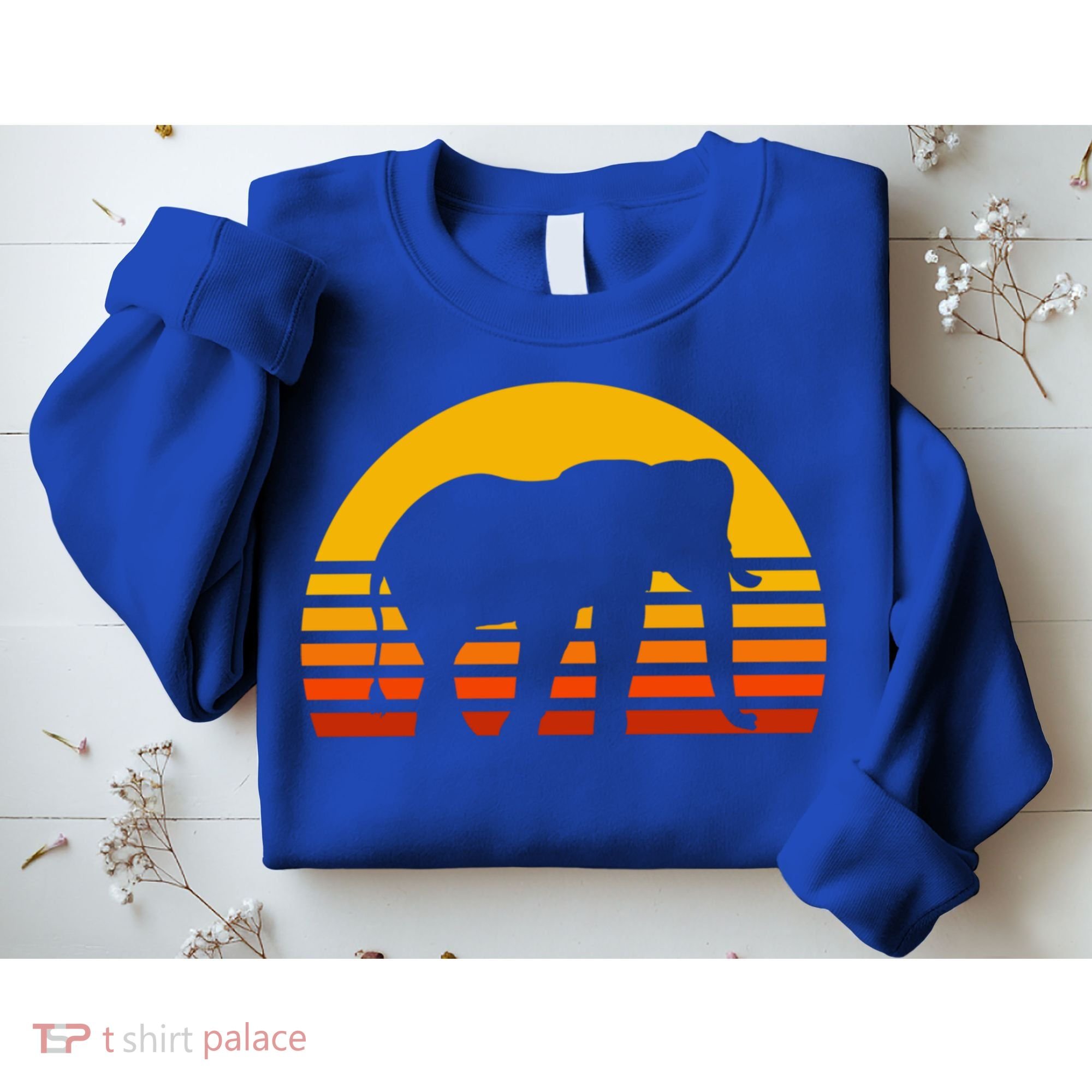 Elephant Retro Sunset Elephant Gift Sweatshirt