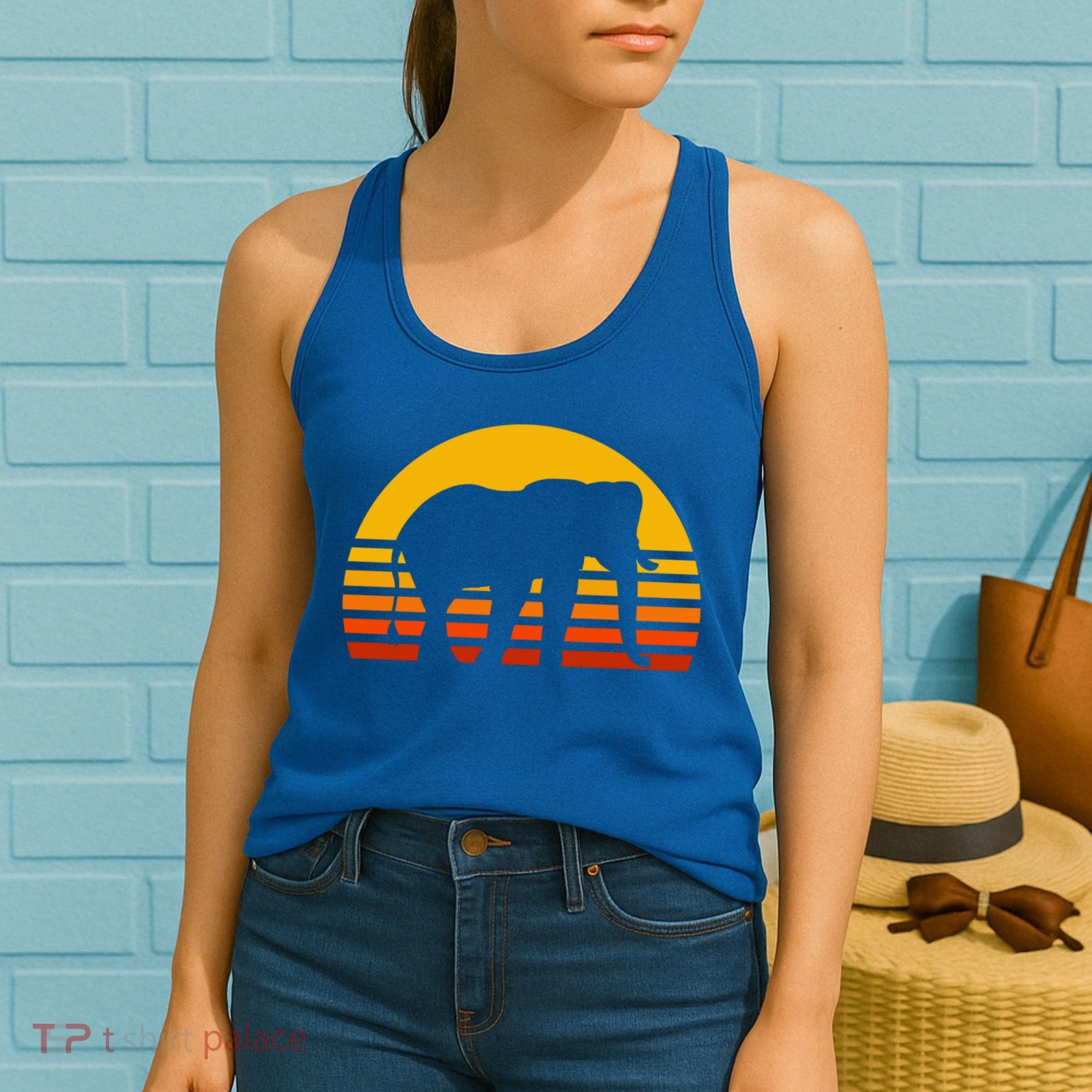 Elephant Retro Sunset Elephant Gift Women's Tank Top