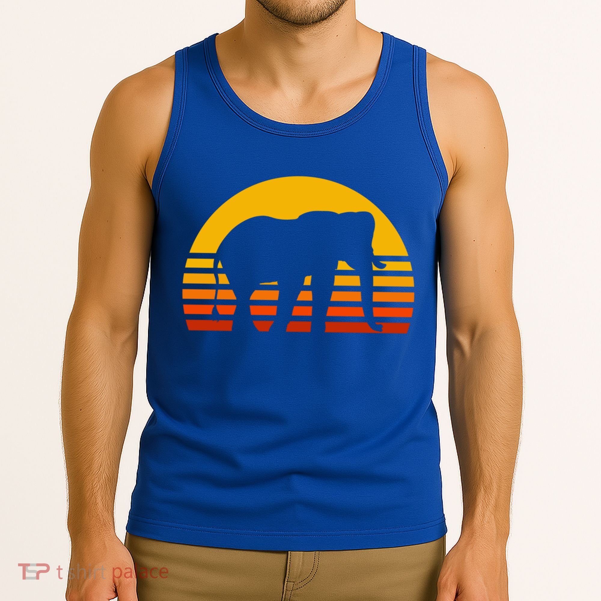Elephant Retro Sunset Elephant Gift Tank Top