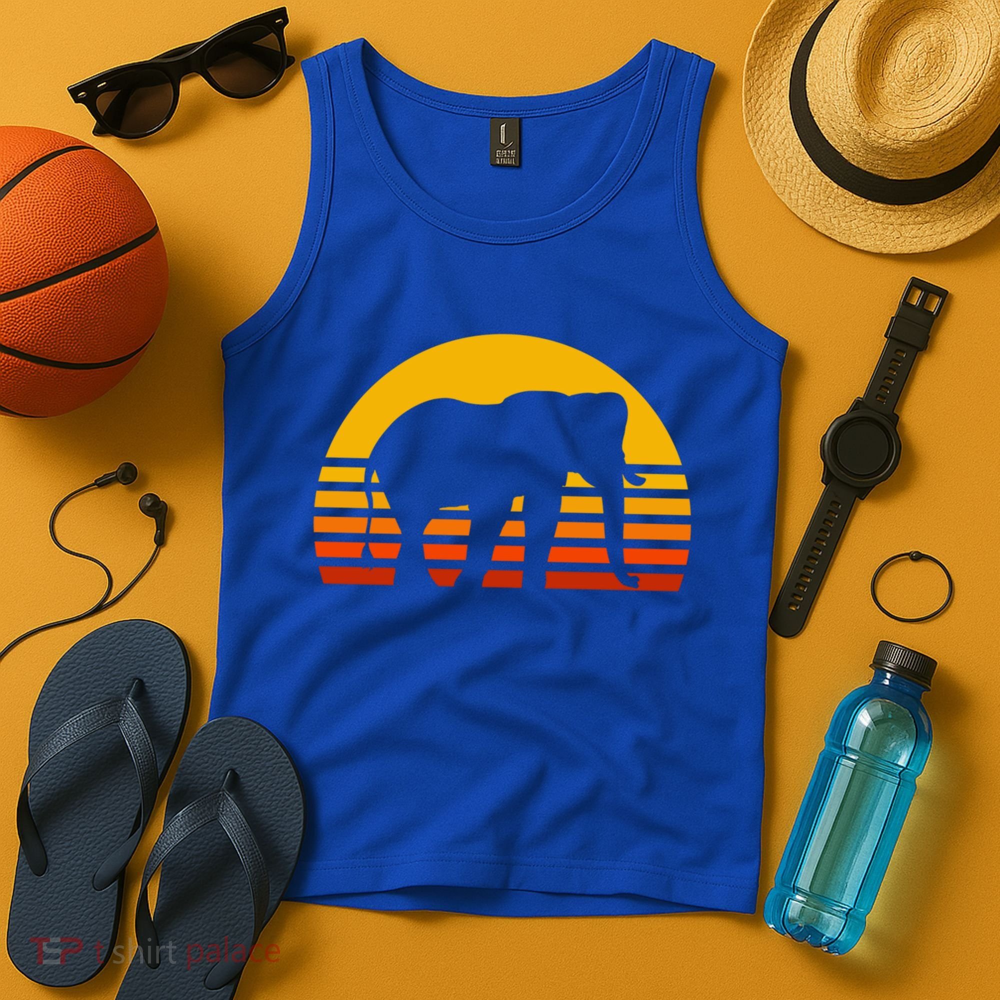 Elephant Retro Sunset Elephant Gift Tank Top