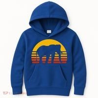 Elephant Retro Sunset Elephant Gift Kids Hoodie thumb 0