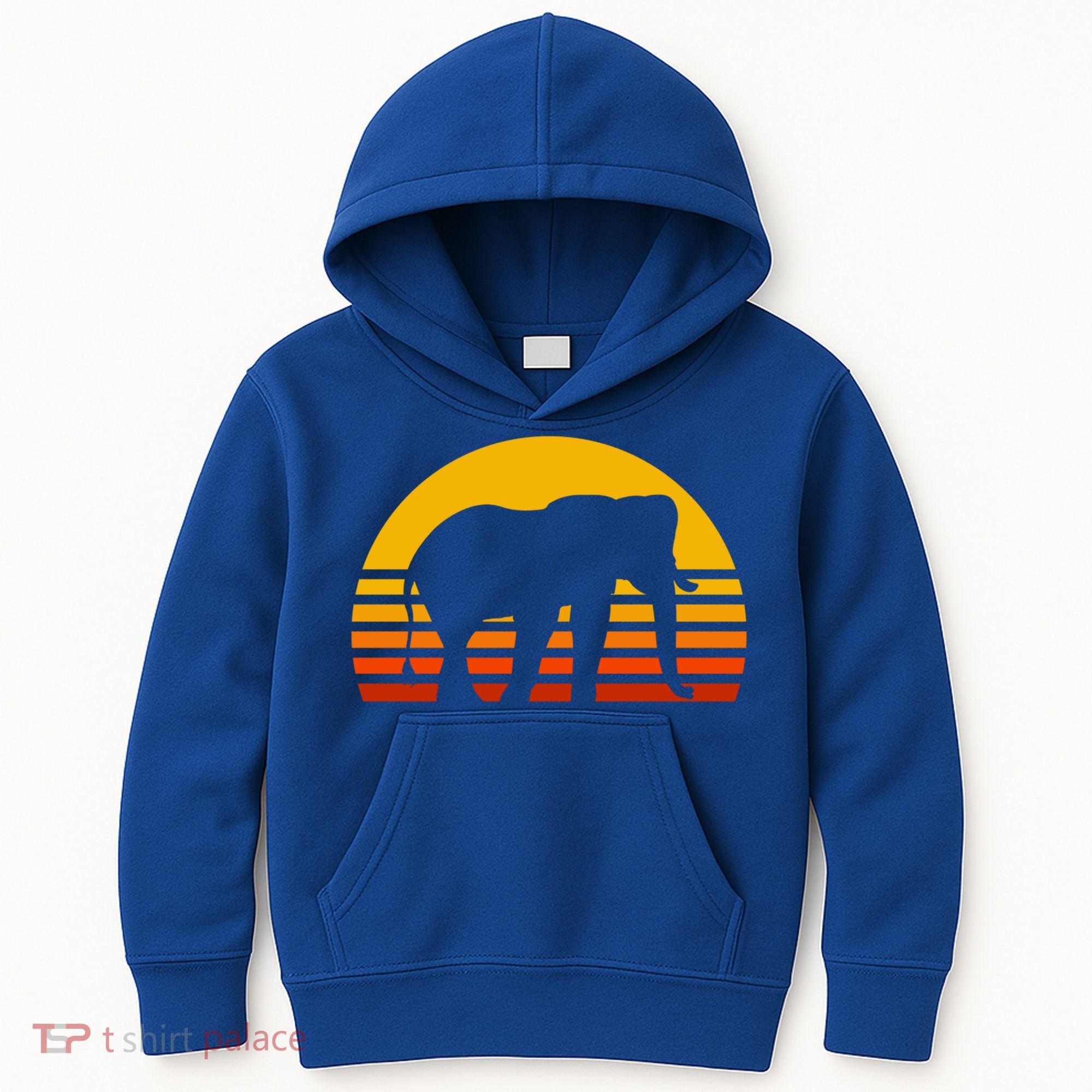 Elephant Retro Sunset Elephant Gift Kids Hoodie