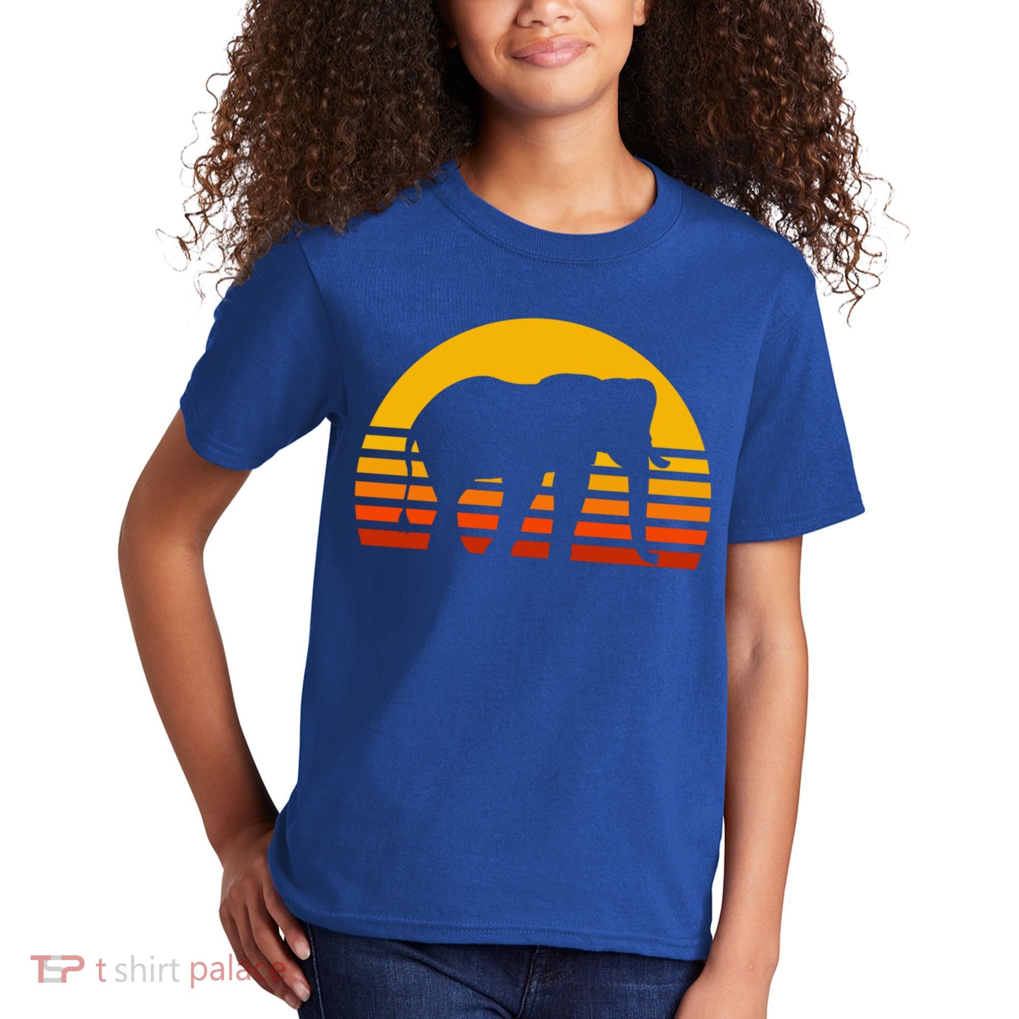 Elephant Retro Sunset Elephant Gift Kids T-Shirt