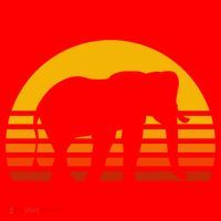 Elephant Retro Sunset Elephant Gift Santa Hat thumb 1