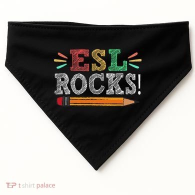 Esl Rocks Teacher Students Funny Back To School USA-Made Doggie Bandana