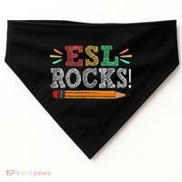 Esl Rocks Teacher Students Funny Back To School USA-Made Doggie Bandana thumb 0