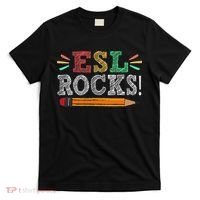 Esl Rocks Teacher Students Funny Back To School T-Shirt thumb 0