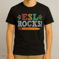 Esl Rocks Teacher Students Funny Back To School T-Shirt thumb 3