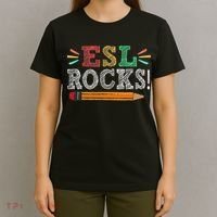 Esl Rocks Teacher Students Funny Back To School T-Shirt thumb 4